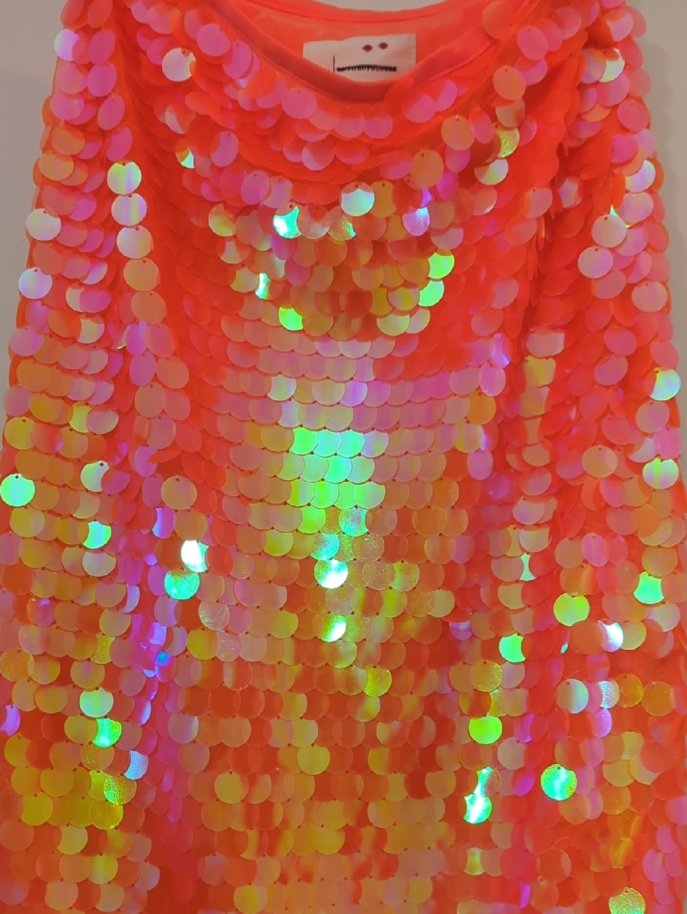 Anthropologie Sequin Midi Pencil Skirt 0P Orange - Picture 4 of 5